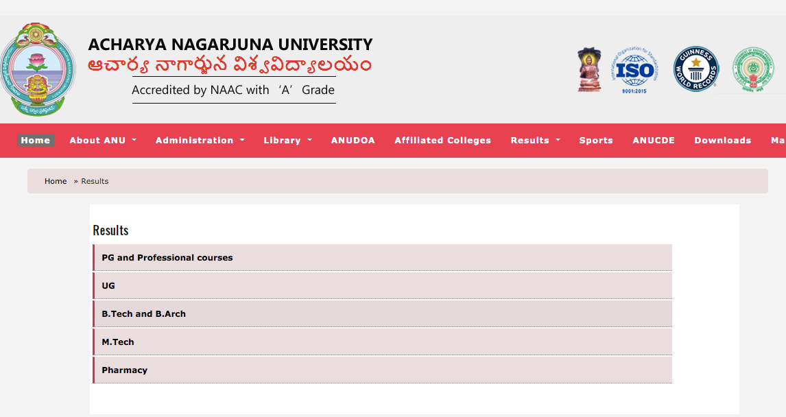 ANU Degree Results 2021 manabadi.com Download BA B.Sc B.Com Semester Exam Result Date