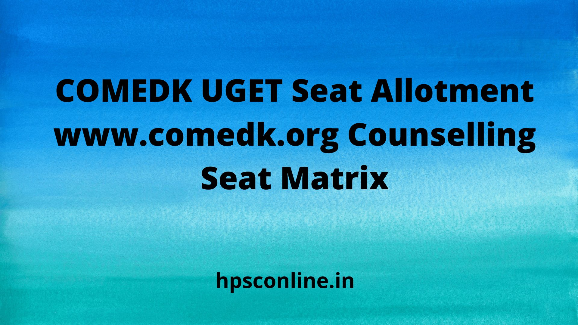 COMEDK UGET Seat Allotment 2021 www.comedk.org Counselling Seat Matrix