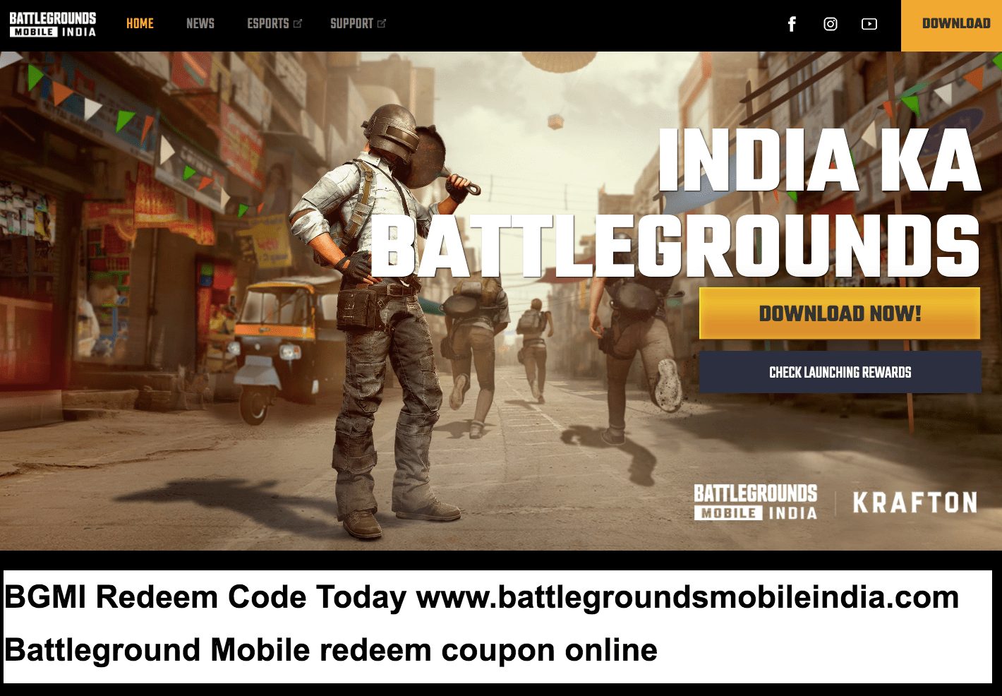 BGMI Redeem Code Today 10 July 2021 www.battlegroundsmobileindia.com Battleground Mobile redeem coupon online