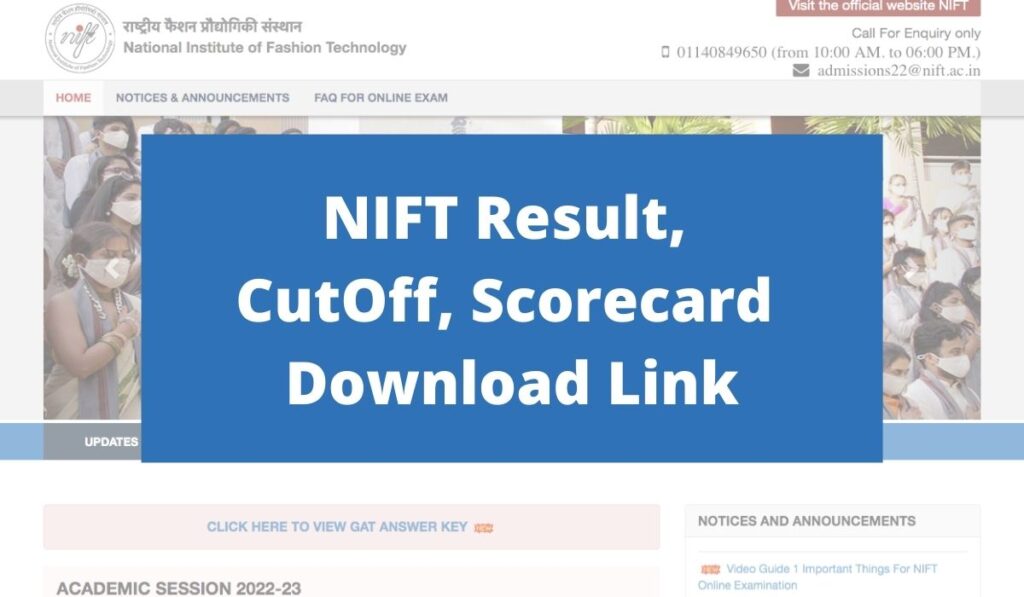NIFT Result 2022 CutOff & Scorecard Download LINK @ niftadmissions.in