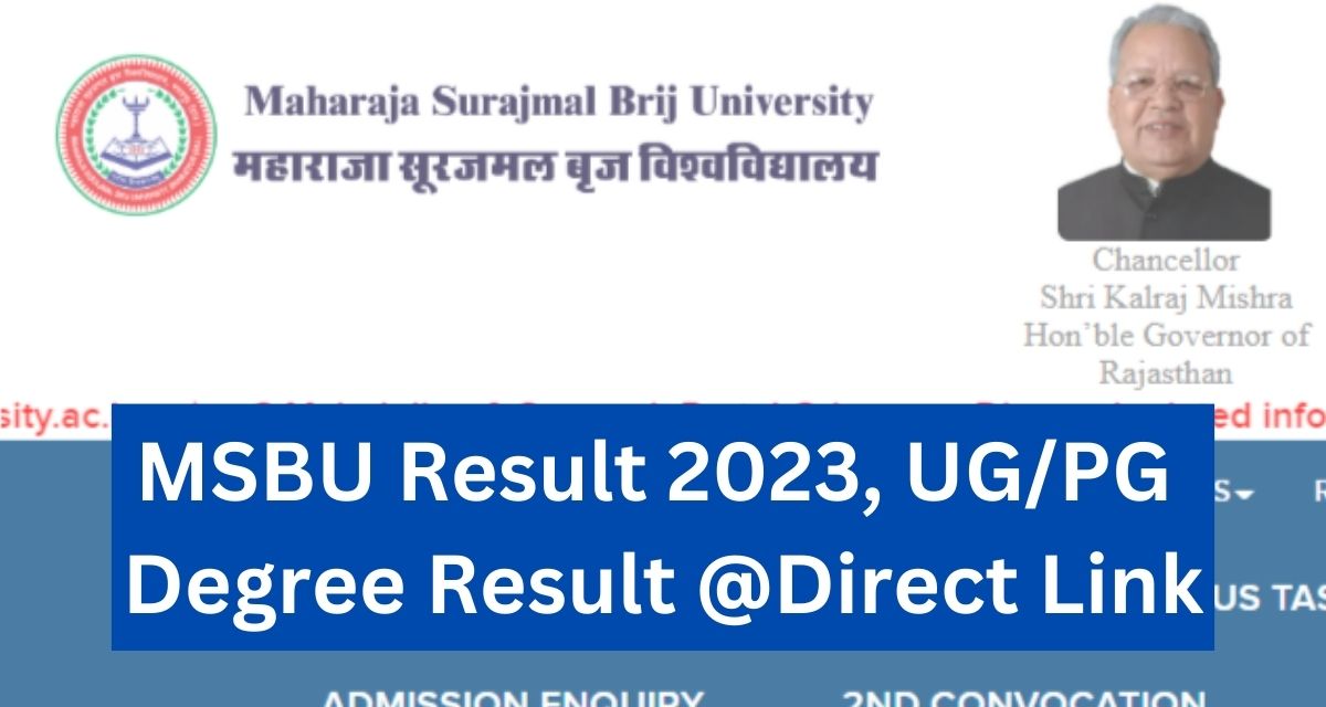 MSBU Result 2023, UG/PG Degree Result Direct Link