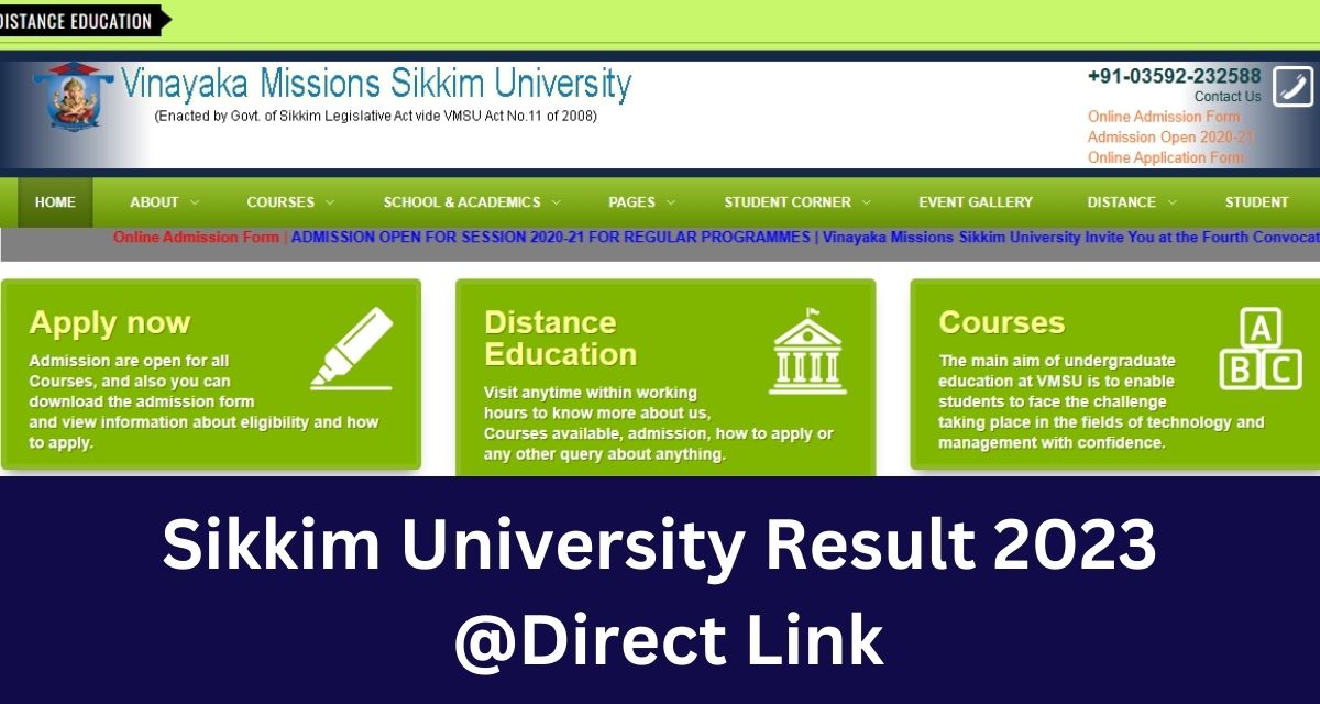Sikkim University Result 2023 @Direct Link