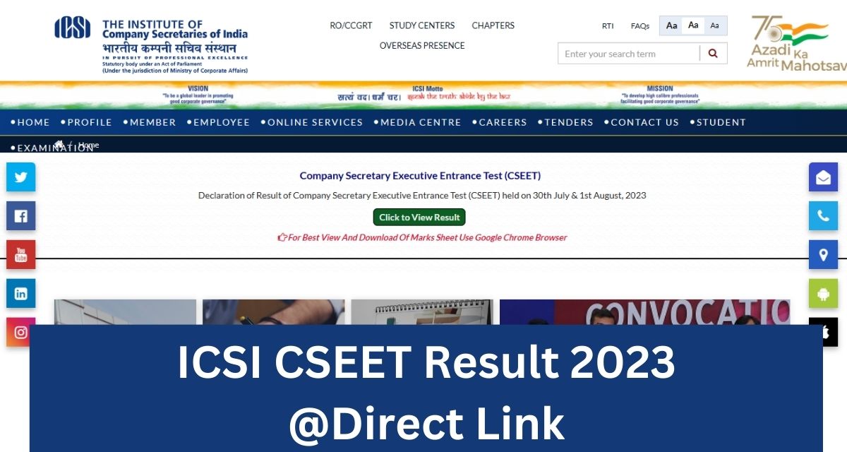 ICSI CSEET Result 2023
@Direct Link