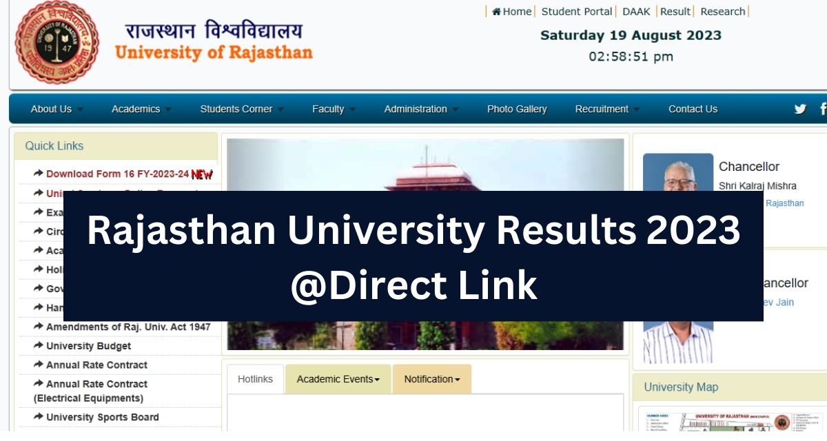 Rajasthan University Results 2023
@Direct Link