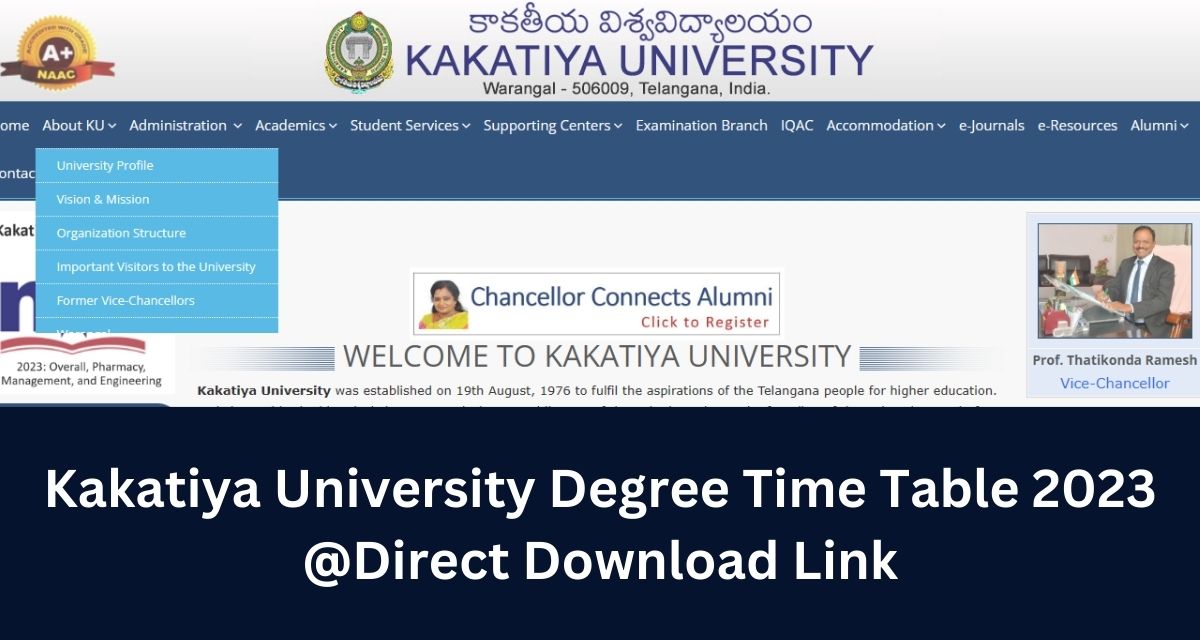Kakatiya University Degree Time Table 2023 @Direct Download Link