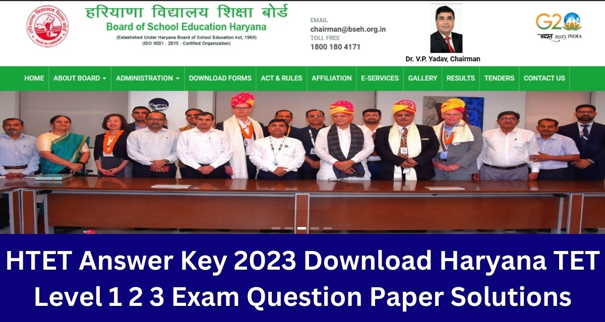 HTET Answer Key 2023 Download Haryana TET Level 1 2 3 Exam Question Paper Solutions
