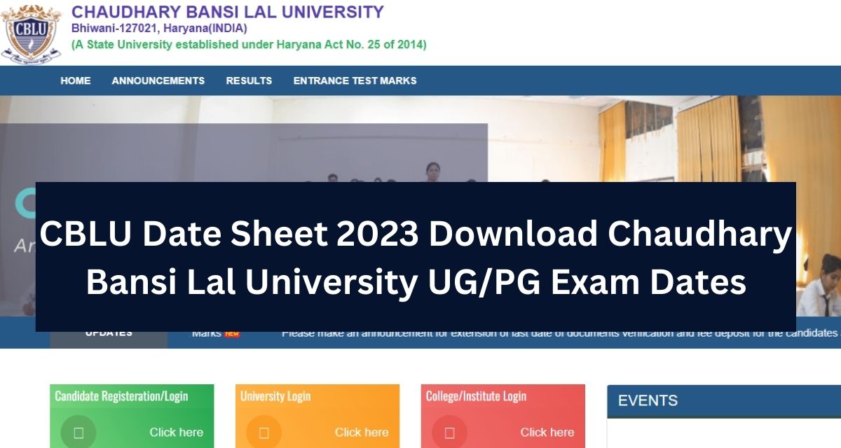 CBLU Date Sheet 2023 Download Chaudhary Bansi Lal University UG/PG Exam Dates