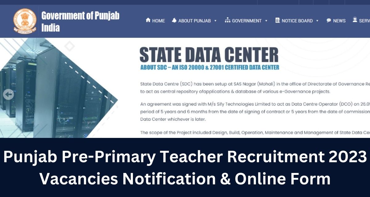 Punjab Pre-Primary Teacher Recruitment 2023 Vacancies Notification & Online Form