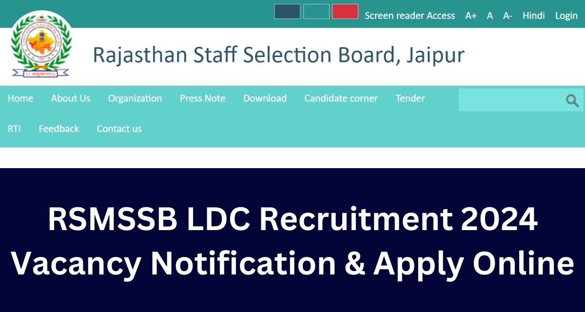 RSMSSB LDC Recruitment 2024 Vacancy Notification & Apply Online